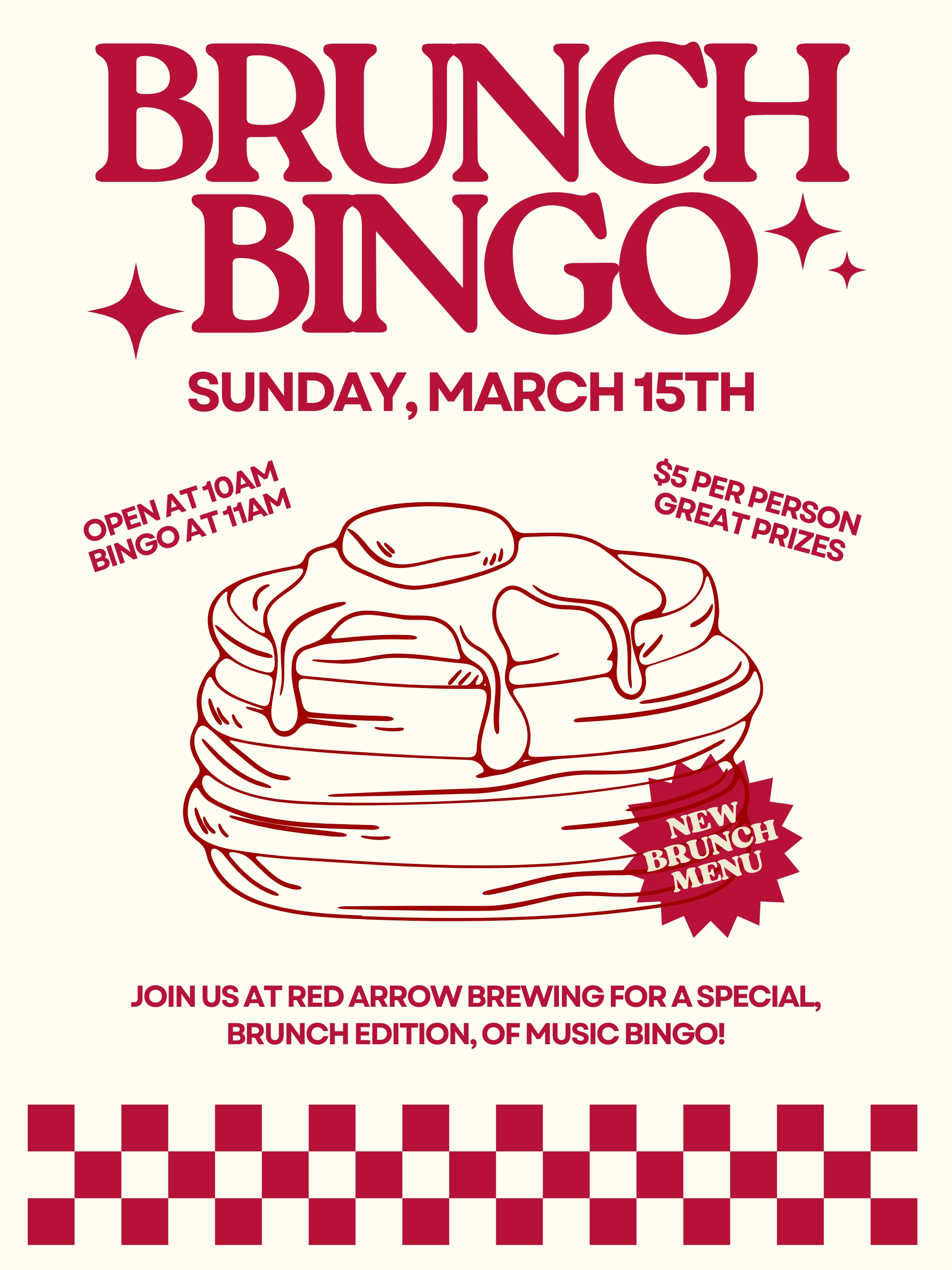 Brunch Bingo at Red Arrow Brewing on Sunday March 15 2026